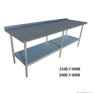 Modular Systems Eco 304 Stainless Steel Table With Splashback 2400X700X900 6 Legs 2400-7-WBB