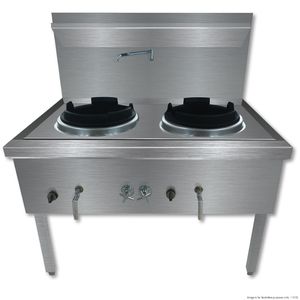 Gasmax: WW-2NC Stainless Steel Waterless Nature Gas Double Wok Chimney Burner