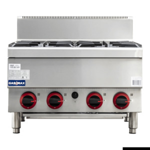 Gasmax: GASMAX Benchtop LPG 4 Burner Cooktop w/ Splashback - JUS-TR-4BLPG
