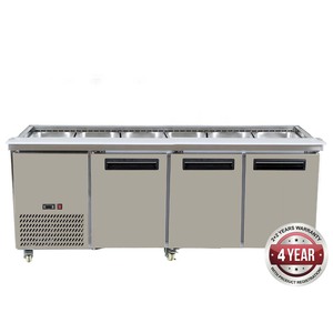 Salad Bar Fridge: PG210FA-B Bench Station Three Door - 6× 1/1 GN Pans