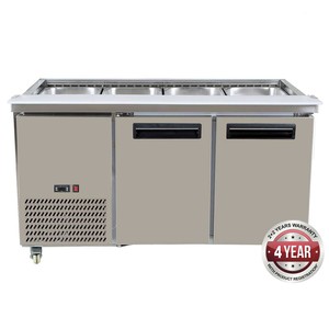 Salad Bar Fridge: PG150FA-B Bench Station Two Door - 4x1/1 GN Pans