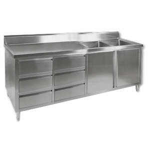 Commercial Kitchen Cabinets: DSC-2400R-H KITCHEN TIDY CABINET WITH DOUBLE RIGHT SINKS