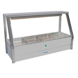 Roband Food Bar E14 Single Row Straight Glass with 4x1/2Size 65mm Pans DD111