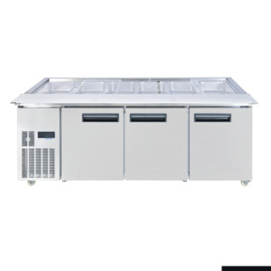 Thermaster: Thermaster Three Door Cold Bench Salad Station 6x1/1 GN Pans - PG210FA-XB