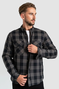 Products: CE AA Protective Motorcycle Plaid Shirt - Grey and Black