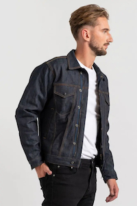 Denim Motorcycle Jacket - Raw Blue- FREE Armour Worth $129