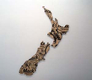 Nz Map Wood Prints: Mack NZ Wood Print