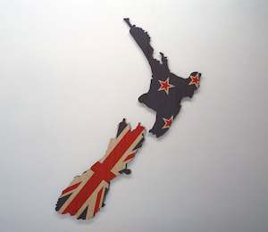 Nz Map Wood Prints: NZ Flag NZ Wood Print