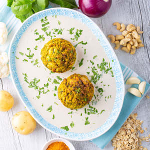 Top Heat Eat Meals: Spinach & Cauliflower Cakes w Thai Green Curry Sauce (G) (S)