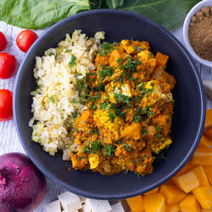 Pumpkin Spinach & Ginger Tofu Curry w Brown Rice