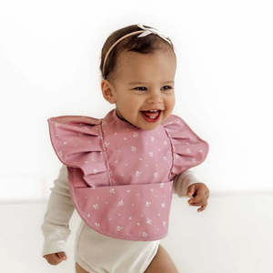 Kids: Pink Fleur Frill Snuggle Bib