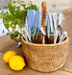Kitchen: Walnut Rattan Cutlery Holder | REVOLOGY