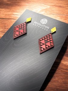 Accessories: Earrings - Leather - Niho Taniwha - Red