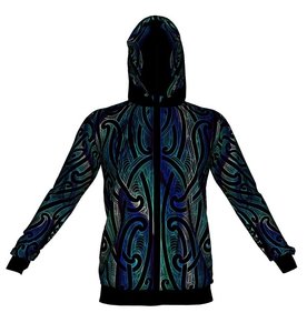 Fashion And Apparel: Puhoro Hoodie - Paua w/Black