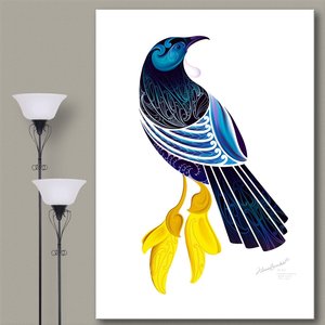 Canvas Art Prints: Tui Kowhai White Canvas Print