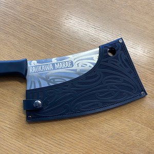 Leather: Leather Cleaver Sheath, Kowhaiwhai Engraved. (Cleaver not Included)