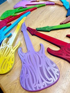 Maori Art Guitar Wall Plaque