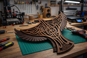 Karearea Falcon - Layered Art Wall Plaque - Natural Stain Finish