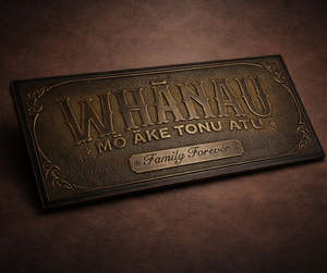 Sign / Wall Plaque - Whānau Mō Āke Tonu Atu - Copper