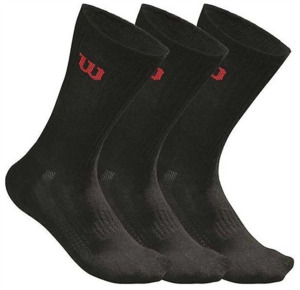 Socks: Wilson Mens Crew 3 Pack Sock Black