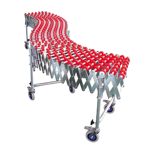 Products: EXTS355 Extendaflex Stake Conveyor 355mm Wide 4 Skates per Shaft 5 Legs - Rex Industrial Equipment NZ