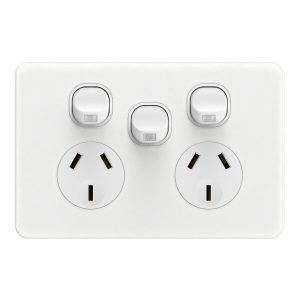 10a Single Powerpoint Vertical With Extra Switch White