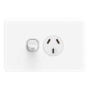 Products: 10a Single Powerpoint Vertical With Extra Switch White