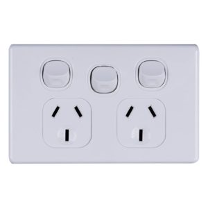 Single Powerpoint Vertical With Extra Switch White