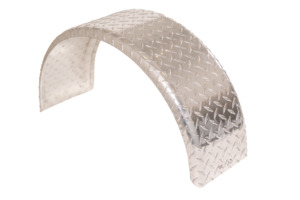 Products: Light Trailer - Single round aluminium propellor checkerplate mudguards - Rhino Manufacturing NZ