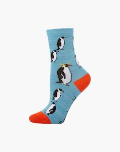 Bamboozld: Bamboozld Kids Penguin Bamboo Sock Small 4- 6  Blue
