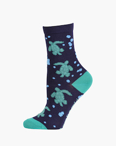 Bamboozld: Bamboozld Kids Sea Turtle Bamboo Sock Small 4- 6  Navy