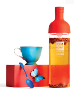 Beverages: Tea Tonic Glass Wine Bottle Tea Strainer - Red