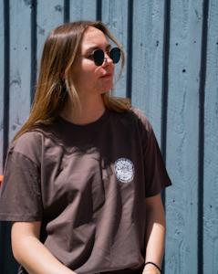 Merch: Can Tab Tee - Walnut & White