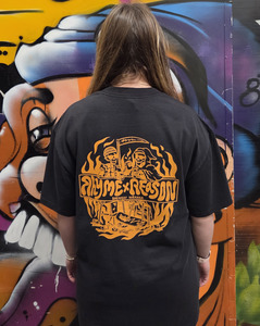 Black - Orange Print - Skeleton tee