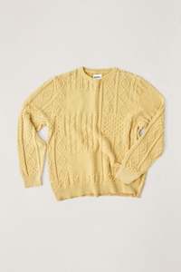 Mens Knits: Patchwork Salt Wash Knit Cornsilk