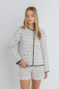 Womens Jackets: Domino Floral Quilted Jacket Oat