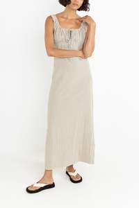 Lola Check Maxi Dress Olive
