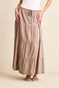 Rhythm Classics Collections: Classic Tiered Maxi Skirt Taupe