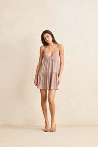 Rhythm Classics Collections: Classic Tiered Mini Dress Taupe