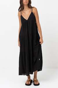 Rhythm Womens Classics: Classic Tiered Midi Dress Black