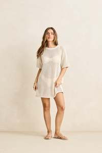 Womens Overswim: Fisherman Boyfriend Knit Tee Natural