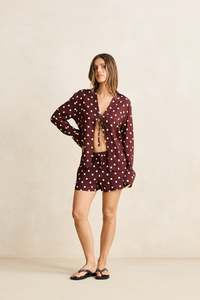 Womens Overswim: Polka Dot Beach Short Cafe