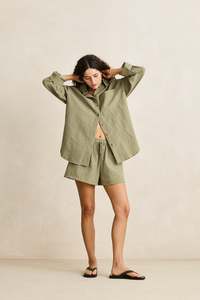 Womens Overswim: Overswim Stripe Short Olive