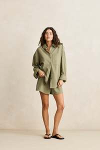 Womens Overswim: Overswim Stripe Shirt Olive