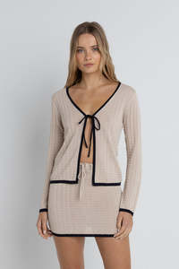 Womens Overswim: Seaside Long Sleeve Knit Top Oat