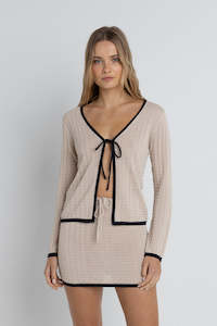 Womens Overswim: Seaside Long Sleeve Knit Top Oat