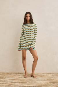 Womens Best Sellers: Whispering Tides Knit Mini Dress Blue