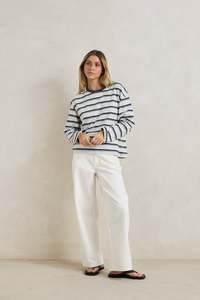 Womens Best Sellers: Porto Stripe Long Sleeve Grey