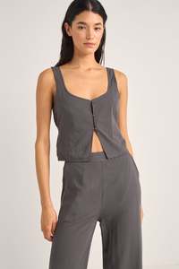 Maya Vest Top Charcoal