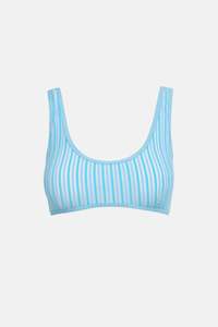 Womens Sale: Terry Sands Stripe Surf Crop Top Blue
